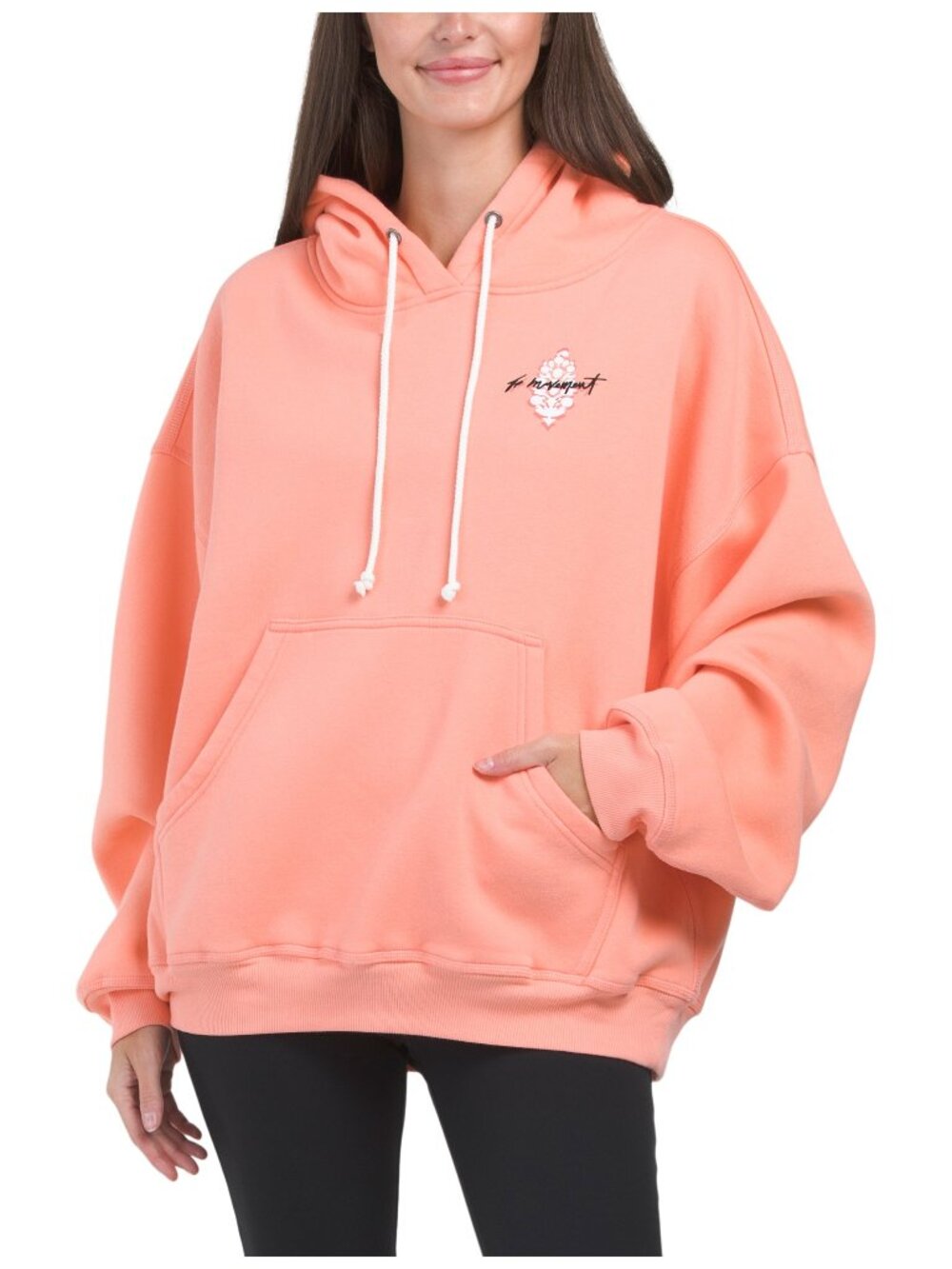 Free People Movement Final Call Logo Hoodie Dark Pink Fleece Oversized